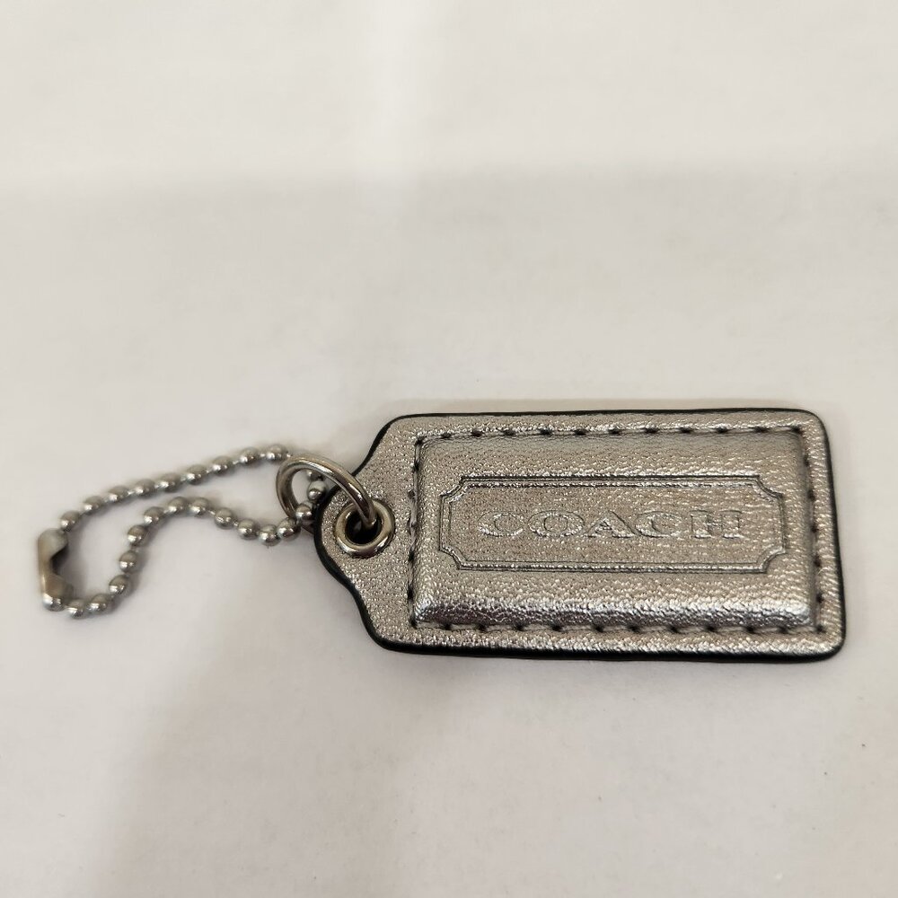 Coach Silver Leather Small Hangtag
